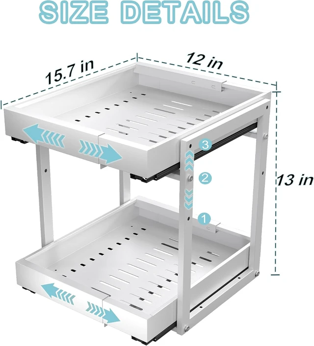 Alt view image 4 of 7 - 2-Tier Expandable Pull Out Cabinet Organizer, Cabinet Drawers, 16"D