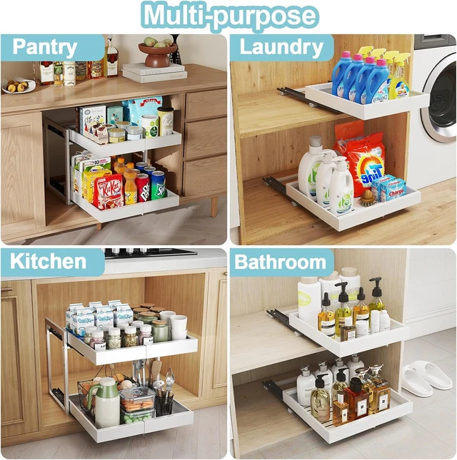 Alt view image 7 of 7 - 2-Tier Expandable Pull Out Cabinet Organizer, Cabinet Drawers, 16"D