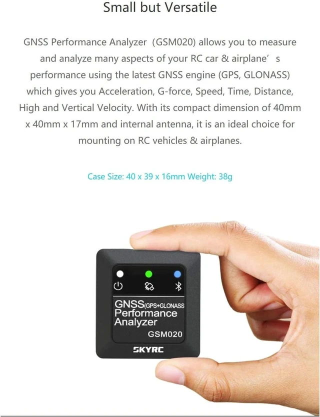 Alt view image 4 of 7 - GNSS Performance Analyzer RC GPS+GLONASS Speedometer, Bluetooth Enabled Race Data Logger and Speed Tracker for RC Cars and Planes. GSM020 SK-500023