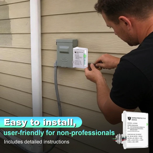 Alt view image 7 of 7 - 2 Pack AG3000 HVAC Surge Protector 120/240V, Whole House Surge Protective Device for Mini Split and AC, with TPMOV Technology, Type 4X Watertight Enclosure, LED Indicator, 6-Year Support