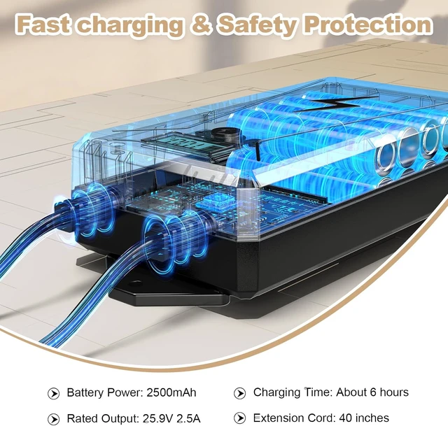 Alt view image 2 of 7 - Universal 2500mAh Rechargeable Battery Pack for Reclining Furniture, 2-Pin Wireless Power Battery for Electric Recliner, Power Sofa and Lift Chair