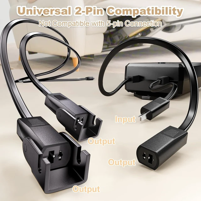 Alt view image 3 of 7 - Universal 2500mAh Rechargeable Battery Pack for Reclining Furniture, 2-Pin Wireless Power Battery for Electric Recliner, Power Sofa and Lift Chair
