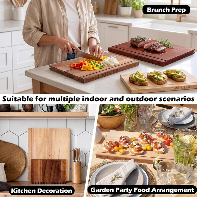 Alt view image 5 of 6 - Book Cutting Board Set of 4 with Holder, Acacia Rubberwood Ebony