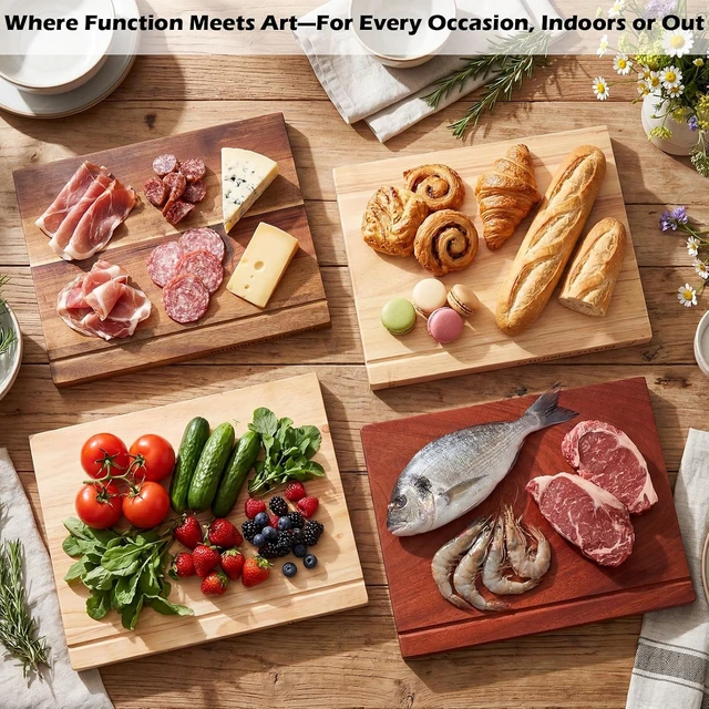 Alt view image 6 of 6 - Book Cutting Board Set of 4 with Holder, Acacia Rubberwood Ebony