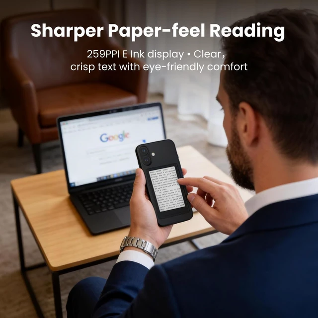 Alt view image 6 of 7 - X3 3.7" Pocket E-Ink eBook Reader, Mist Gray