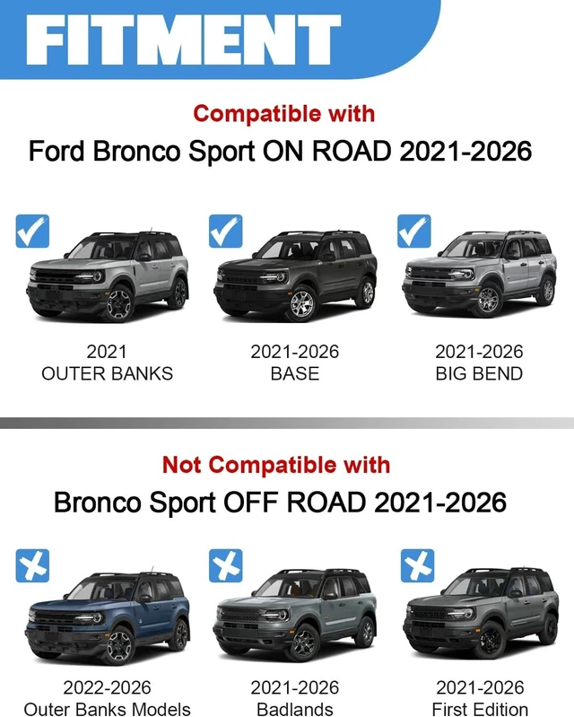 Alt view image 2 of 6 - Roof Rack Cross Bars for 2021-2026 Ford Bronco Sport on Road
