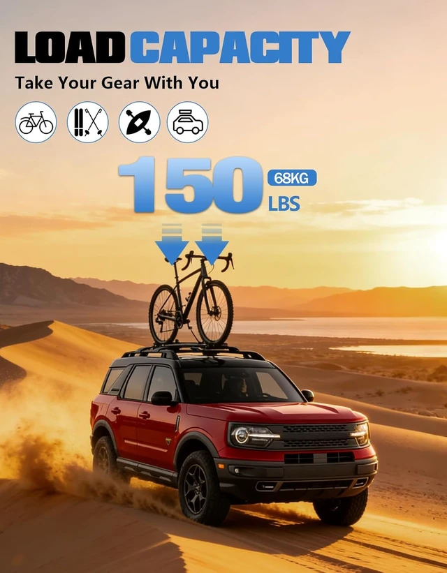 Alt view image 4 of 6 - Roof Rack Cross Bars for 2021-2026 Ford Bronco Sport on Road
