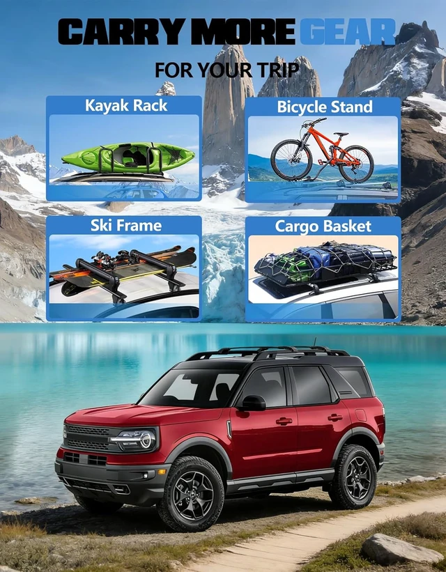 Alt view image 6 of 6 - Roof Rack Cross Bars for 2021-2026 Ford Bronco Sport on Road