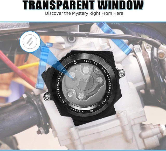 Alt view image 3 of 7 - ATV Cam Cover,Clear Timing CoverBlack Transparent Camshaft Cap
