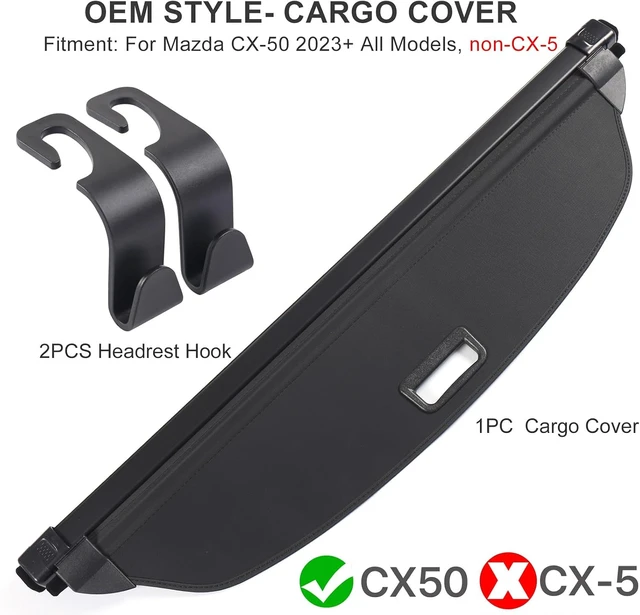 Alt view image 2 of 6 - OEM Style Cargo Cover for Mazda CX50 Gas CX 50 Hybrid 2023-2026 Accessories, Retractable Trunk Cover Security Shield Shade Privacy Screen with Car Headrest Hooks for 2025 2024 Mazda CX-50