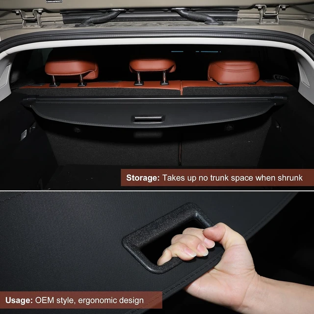 Alt view image 6 of 6 - OEM Style Cargo Cover for Mazda CX50 Gas CX 50 Hybrid 2023-2026 Accessories, Retractable Trunk Cover Security Shield Shade Privacy Screen with Car Headrest Hooks for 2025 2024 Mazda CX-50