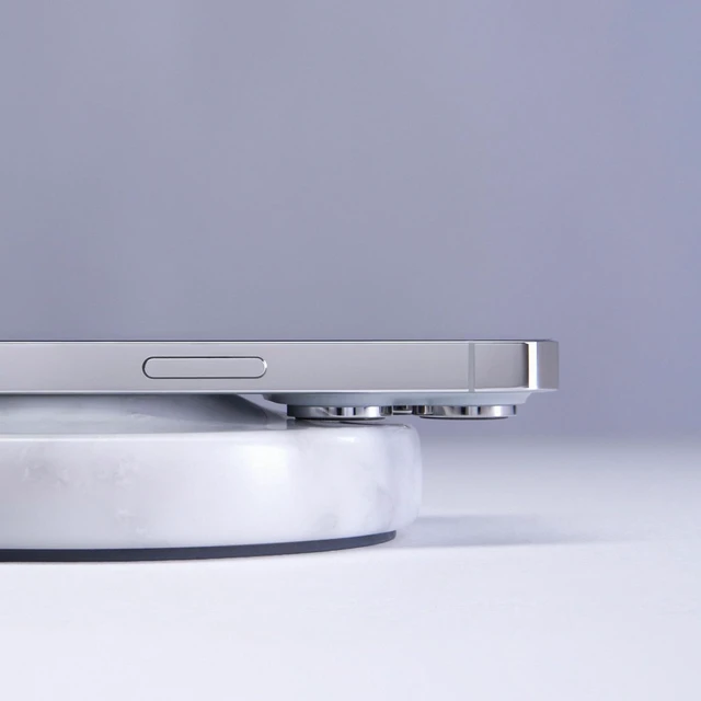 Alt view image 2 of 7 - Classic Stone Marble Wireless Charging Pad Designed in Italy, Integrated 6 ft USB-C Cable, Smartphones, Wireless Earbuds, Smartwatches White Carrara Marble