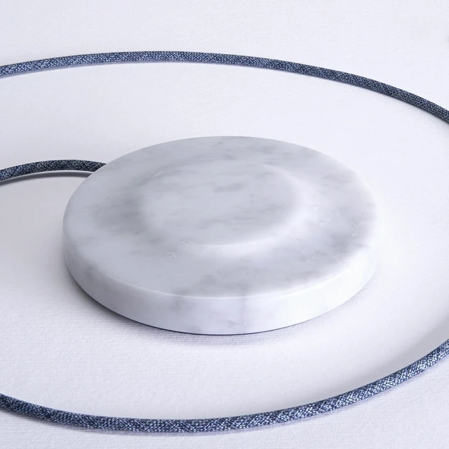 Alt view image 3 of 7 - Classic Stone Marble Wireless Charging Pad Designed in Italy, Integrated 6 ft USB-C Cable, Smartphones, Wireless Earbuds, Smartwatches White Carrara Marble