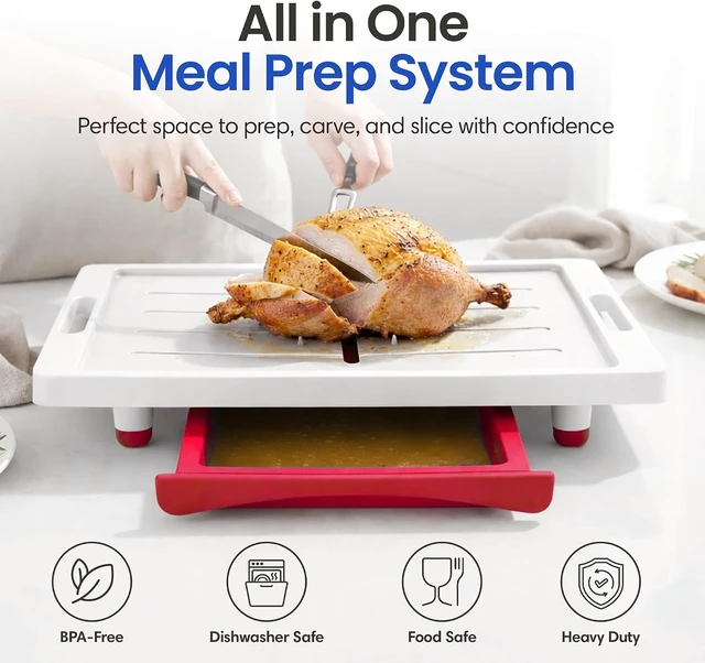 Alt view image 2 of 7 - Extra Large Cutting Board with Juice Groove, Drip Tray & Spikes, 20"x13"