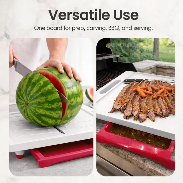 Alt view image 7 of 7 - Extra Large Cutting Board with Juice Groove, Drip Tray & Spikes, 20"x13"