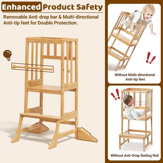 Alt view image 4 of 7 - Toddler Standing Tower - Adjustable Height Kitchen Stool Helper