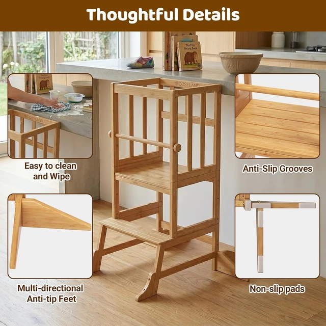 Alt view image 5 of 7 - Toddler Standing Tower - Adjustable Height Kitchen Stool Helper