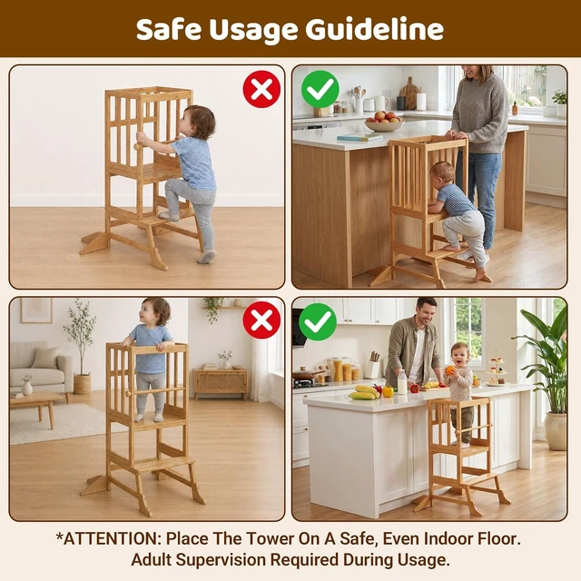 Alt view image 6 of 7 - Toddler Standing Tower - Adjustable Height Kitchen Stool Helper