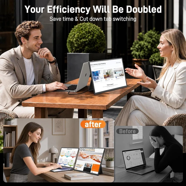 Alt view image 5 of 7 - 16" Portable Monitor for Laptop, 1200P IPS Laptop Screen Extender