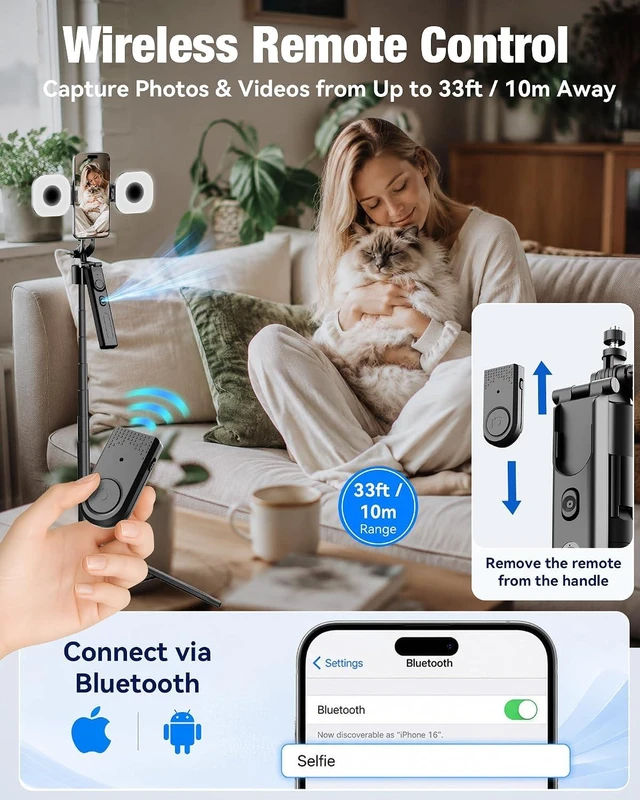 Alt view image 6 of 7 - Content Creator Essentials Vlogging Kit for iPhone/Android, 75" Auto Face Tracking Tripod for iPhone with Light & 30H Battery Life Wireless Microphones & Remote for YouTube Starter Kit Video Recording
