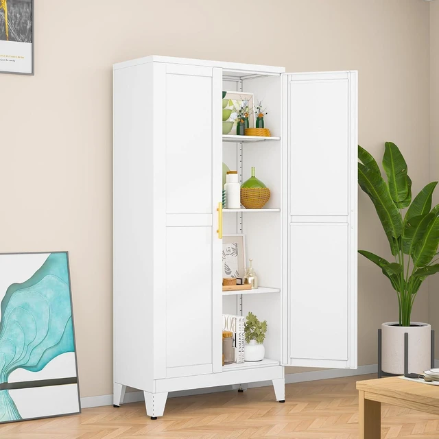 Main image of White Kitchen Pantry Cabinets, 48" Metal Storage Cabinet for Office