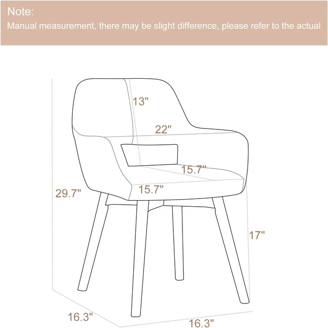 Alt view image 2 of 7 - Desk Chair No Wheels Vanity Chair Makeup Chair Comfy Accent Chair for Living Dining Room Bedroom Home Office Mid Century Modern Upholstered Armchair Sofa with Wood Legs (Wool White, 1)