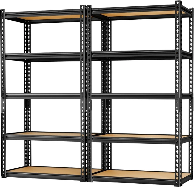 Main image of 5-Tier Storage Shelving Unit, Metal, for Garage, Kitchen, Laundry Room, Adjustable, 30" L x 12" W x 60" H, Rectangular, 2 Pack