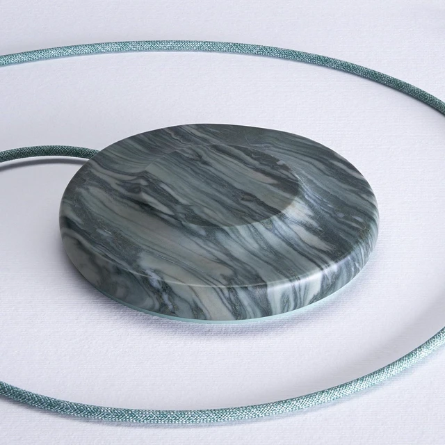 Alt view image 3 of 6 - Classic Stone Marble Wireless Charging Pad Designed in Italy, Integrated 6 ft USB-C Cable, Smartphones, Wireless Earbuds, Smartwatches Pine Verde Alpi Marble