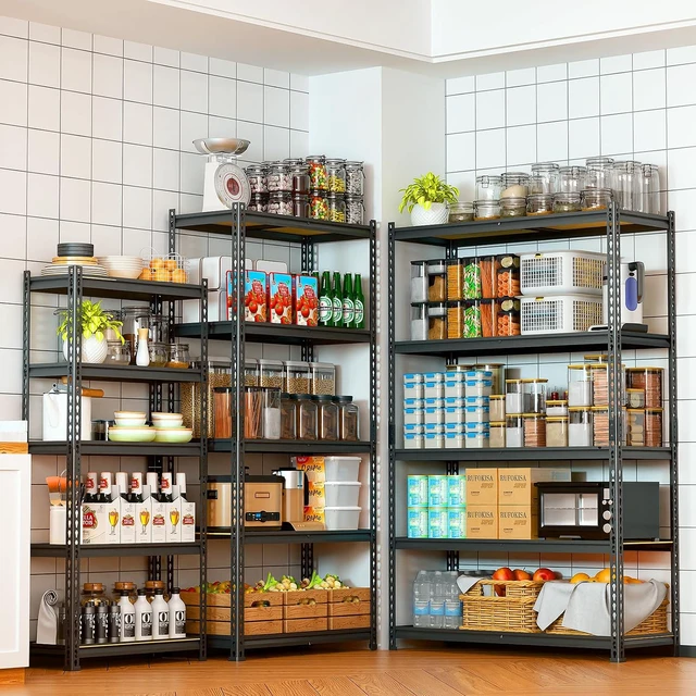 Alt view image 2 of 7 - 5-Tier Storage Shelving Unit, Metal, for Garage, Kitchen, Laundry Room, Adjustable, 30" L x 12" W x 60" H, Rectangular, 2 Pack
