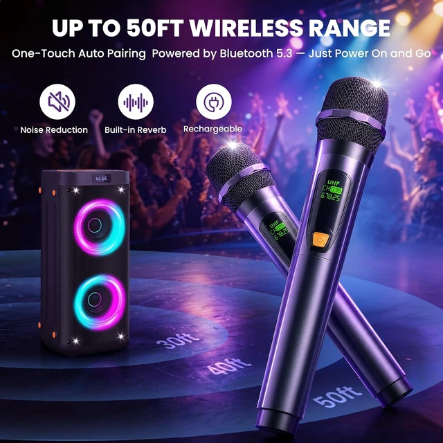 Alt view image 4 of 7 - Party Speaker Bluetooth Wireless, Portable Karaoke Speaker with Microphone