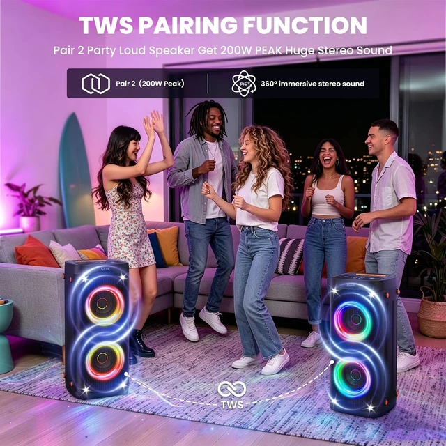 Alt view image 5 of 7 - Party Speaker Bluetooth Wireless, Portable Karaoke Speaker with Microphone