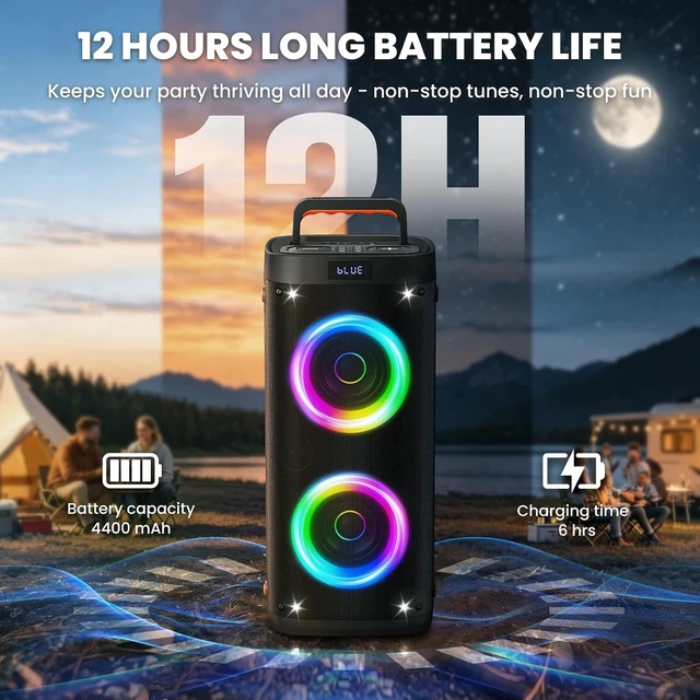 Alt view image 6 of 7 - Party Speaker Bluetooth Wireless, Portable Karaoke Speaker with Microphone