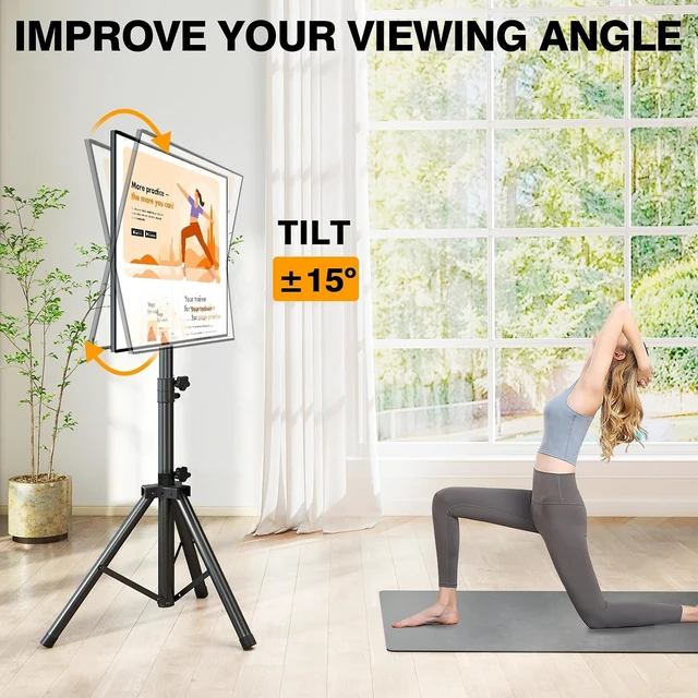 Alt view image 3 of 7 - Tripod TV Stand for 23-75 inch Flat Screen/Curved TVs up to 100 lbs