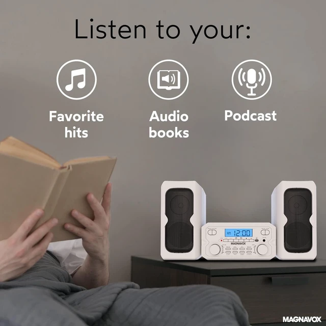 Alt view image 6 of 7 - 3-Piece Compact CD Shelf System with Digital FM Stereo Radio, Bluetooth Wireless Technology, and Remote Control in White