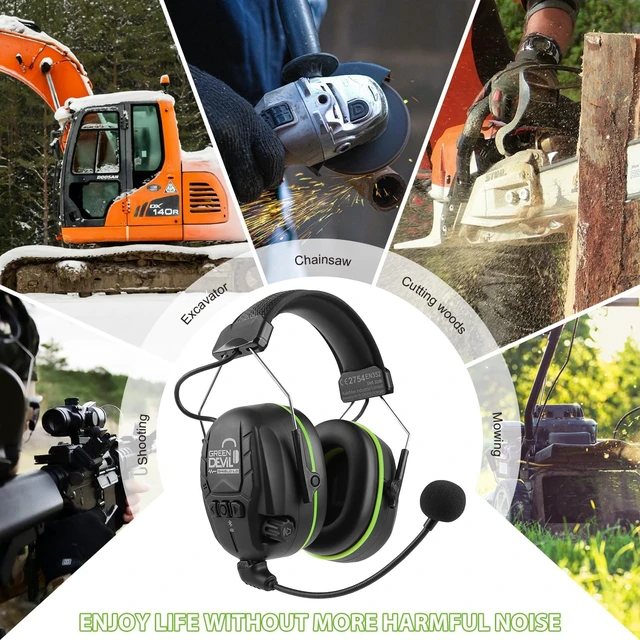 Alt view image 5 of 5 - Electronic Bluetooth Hearing Ear Protection Headphones With Boom Microphones 27dB Noise Cancelling Earmuffs