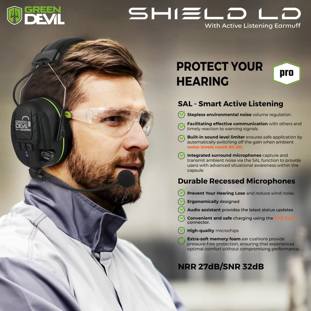 Alt view image 3 of 5 - Electronic Bluetooth Hearing Ear Protection Headphones With Boom Microphones 27dB Noise Cancelling Earmuffs