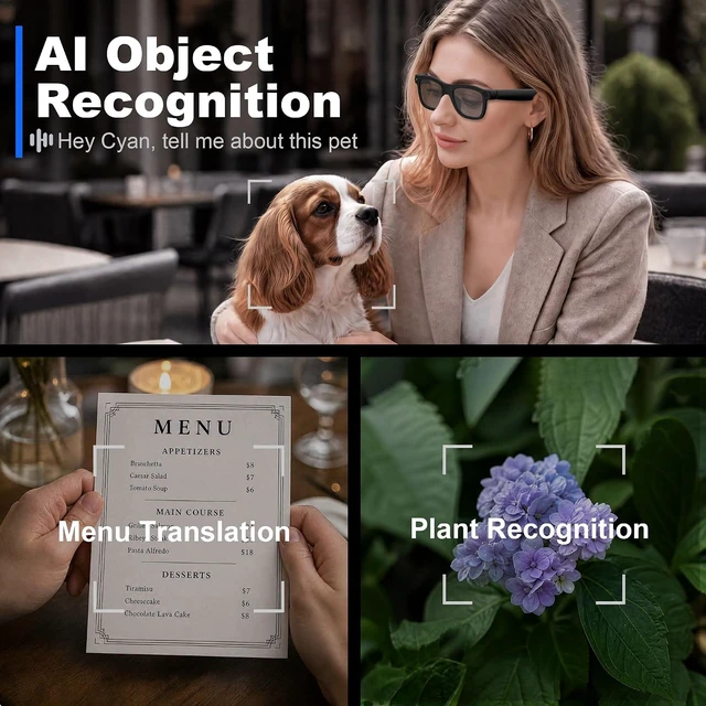 Alt view image 3 of 7 - Electrochromic AI Smart Glasses 8MP Camera 1080P EIS Video ChatGPT Support