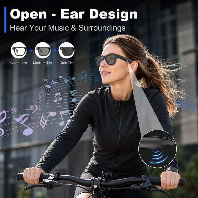 Alt view image 5 of 7 - Electrochromic AI Smart Glasses 8MP Camera 1080P EIS Video ChatGPT Support