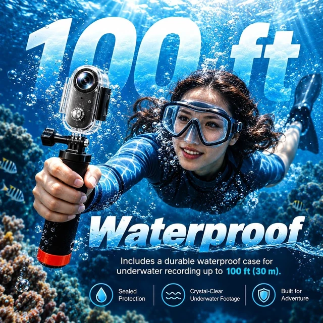 Alt view image 5 of 7 - 4K 128GB Mini Body Camera - Magnetic Thumb-Sized Action Cam with Video & Audio Recording, Hands-Free, Waterproof, Suitable for Vlog Creation, Work Record, Pet Walking, Travel Shooting & Daily Use