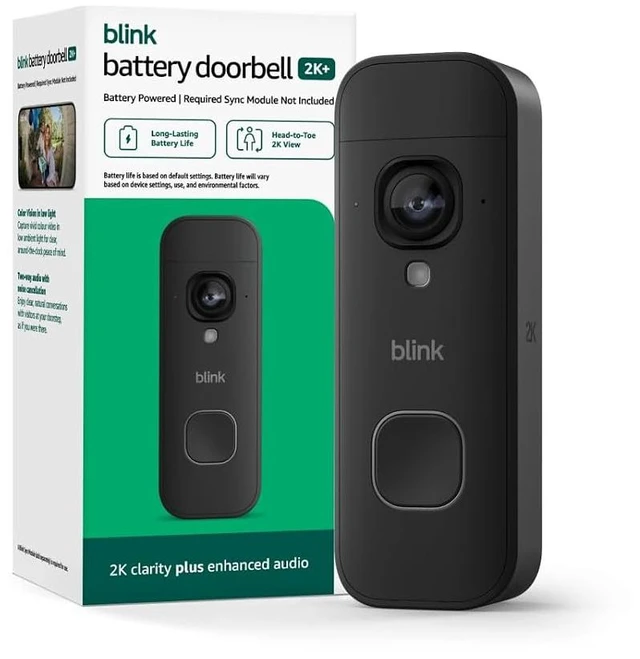 Main image of Battery Doorbell 2K+ (newest model) Wireless video doorbell, 2K resolution, enhanced audio. Required Sync Module not included Add-On (Black)