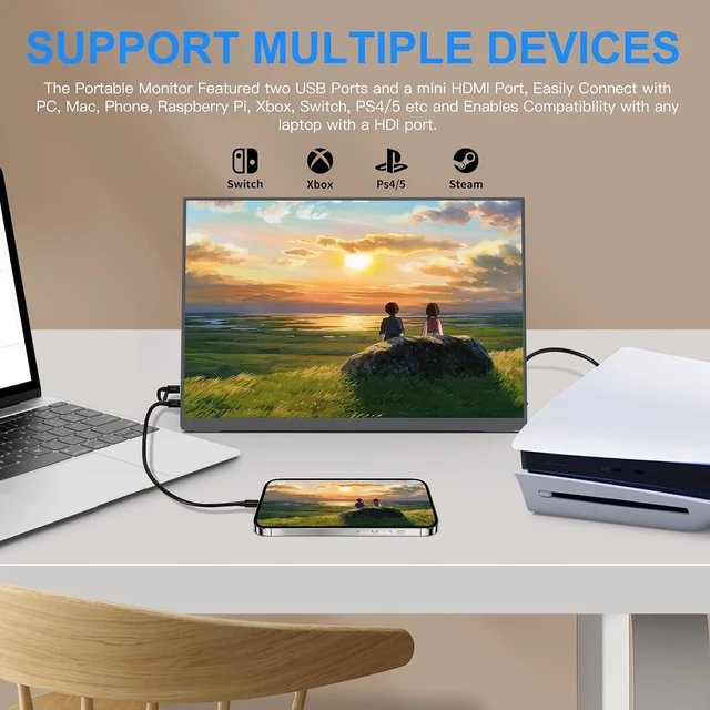 Alt view image 5 of 7 - 10.5" Portable Monitor 60HZ 1920x1200 FHD IPS with USB-C Mini HDMI