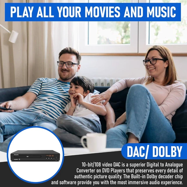 Alt view image 6 of 7 - DVD Players for TV with HDMI Port 1080P All Region HD DVD Player for Smart TV USB Input Remote Control Device, Mini DVD CD Player for Home Stereo System, HDMI and RCA Cable Included