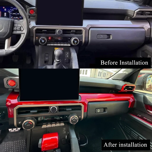 Alt view image 3 of 7 - Dashboard Cover For Toyota 4Runner 2025 2026 Up(Not Fit Tac0ma) Interior Accessories 8/14 Inch Display Center Console Panel Cover Frame Decor Trim Dark Red