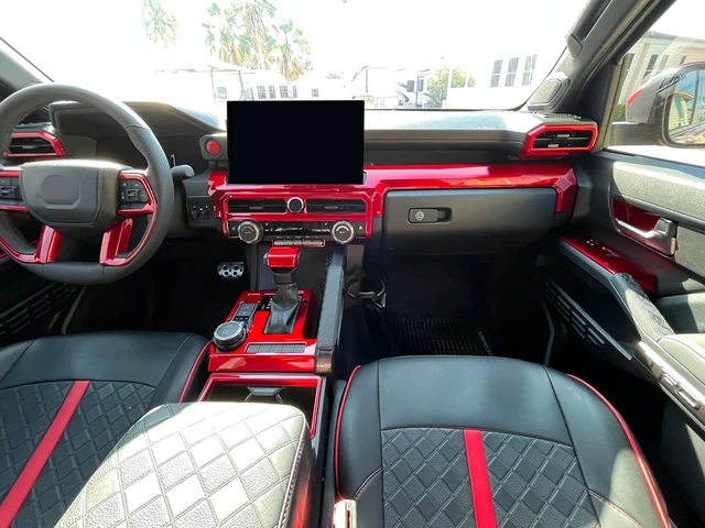 Alt view image 6 of 7 - Dashboard Cover For Toyota 4Runner 2025 2026 Up(Not Fit Tac0ma) Interior Accessories 8/14 Inch Display Center Console Panel Cover Frame Decor Trim Dark Red
