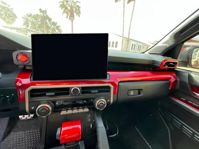 Alt view image 5 of 7 - Dashboard Cover For Toyota 4Runner 2025 2026 Up(Not Fit Tac0ma) Interior Accessories 8/14 Inch Display Center Console Panel Cover Frame Decor Trim Dark Red