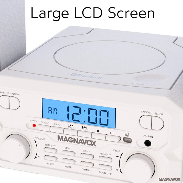 Alt view image 4 of 7 - 3-Piece Compact CD Shelf System with Digital FM Stereo Radio, Bluetooth Wireless Technology, and Remote Control in White