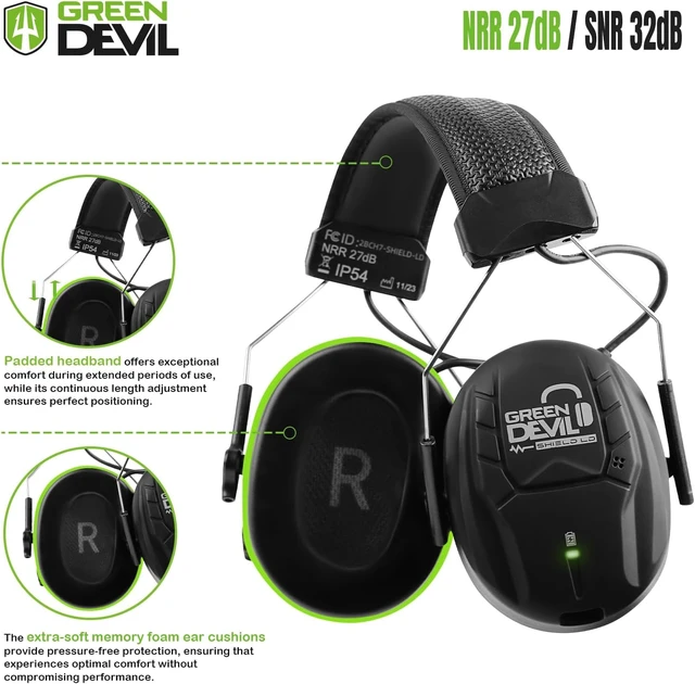 Alt view image 4 of 5 - Electronic Bluetooth Hearing Ear Protection Headphones With Boom Microphones 27dB Noise Cancelling Earmuffs