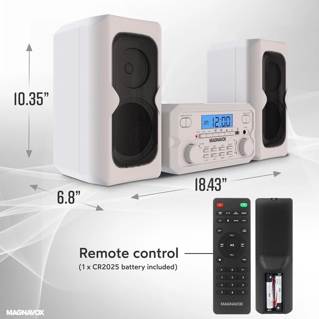 Alt view image 5 of 7 - 3-Piece Compact CD Shelf System with Digital FM Stereo Radio, Bluetooth Wireless Technology, and Remote Control in White