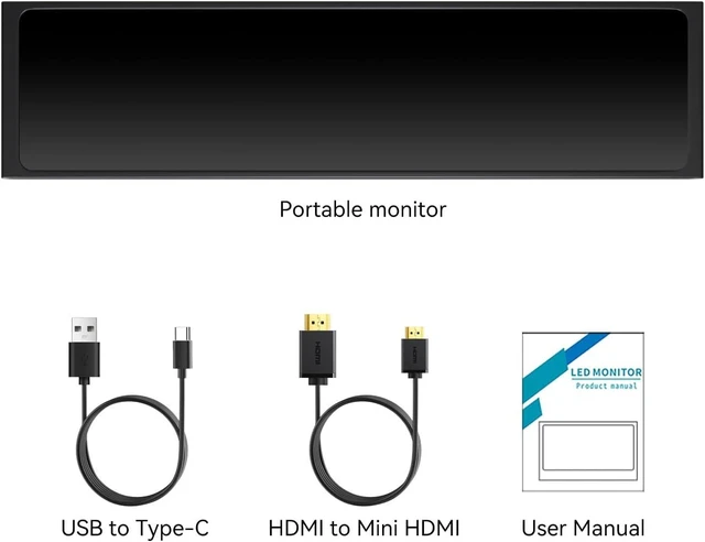 Alt view image 6 of 7 - 11.26" Mini Monitor FHD 1920x440 Small Wide Monitor for PC Case, Stretched Bar LCD Screen IPS Display with HDMI & Type-C for Raspberry Pi Laptop CPU GPU Temperature Aida64 Monitoring