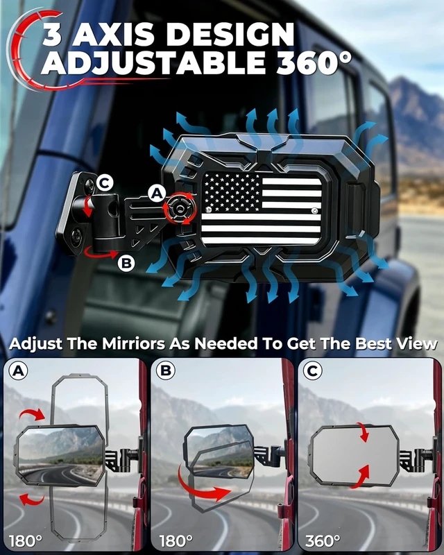 Alt view image 5 of 7 - Aluminum Wrangler Mirrors Doors Off Compatible with 2007-2018 LJ TJ JK JKU